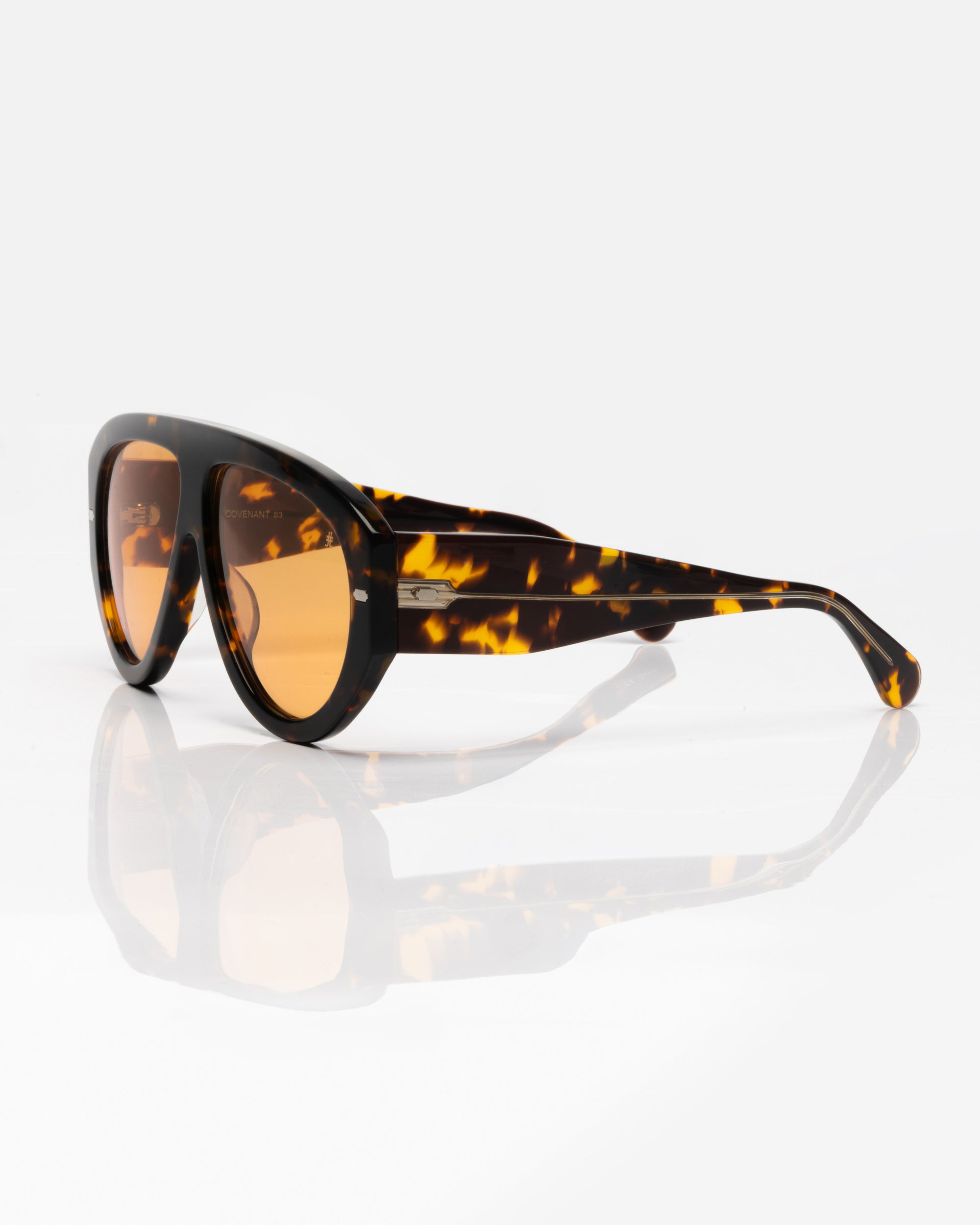 Dark Tortoise and Silver - Orange /Écaille et Argent - Orange / Sunglasses / Solaire