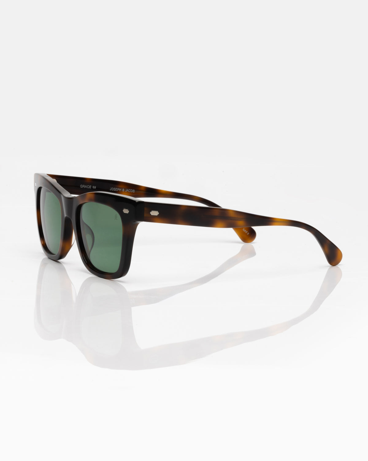 Dark Tortoise and Silver - Green / Écaille et Argent - Vert / Sunglasses / Solaire