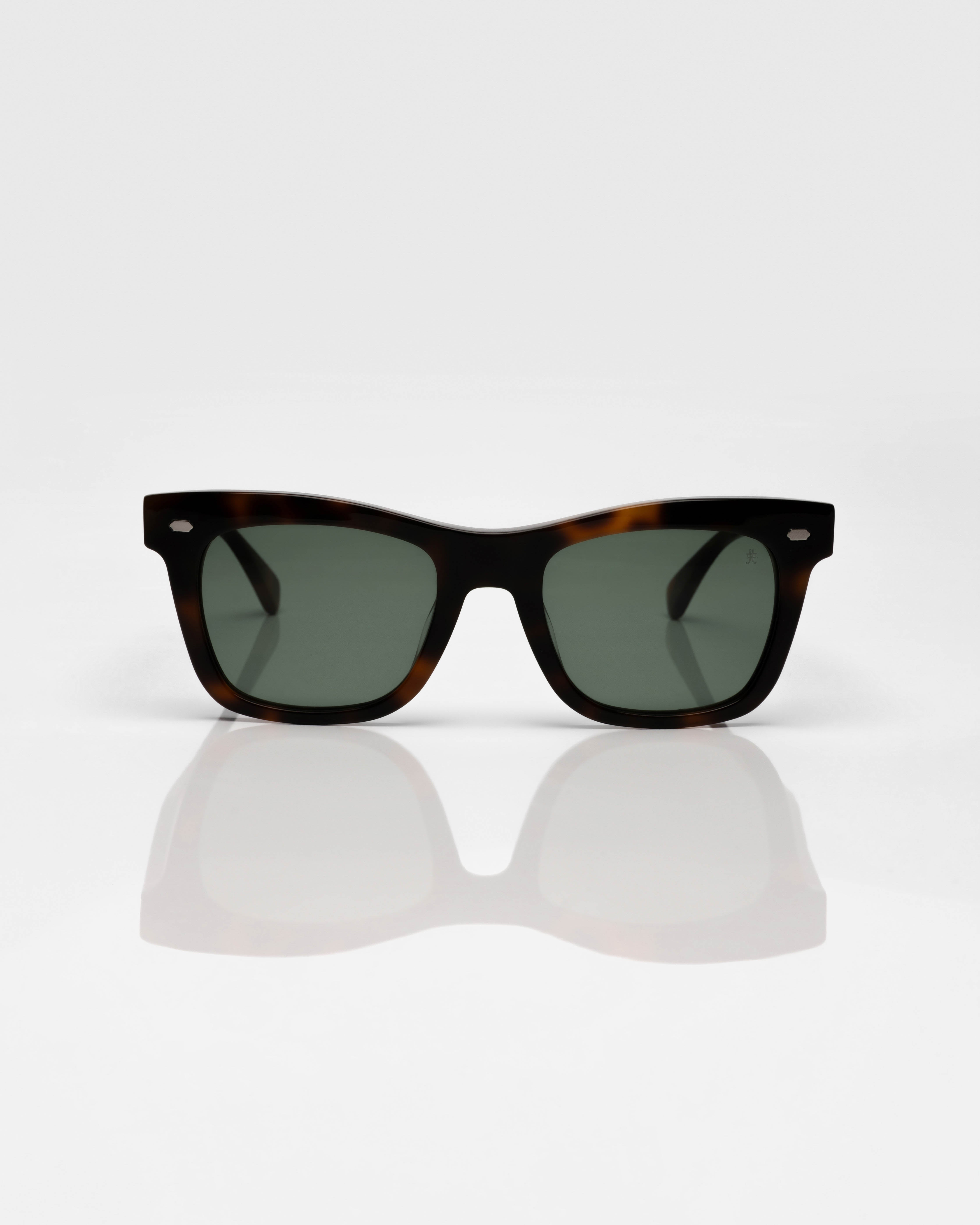 Dark Tortoise and Silver - Green / Écaille et Argent - Vert / Sunglasses / Solaire
