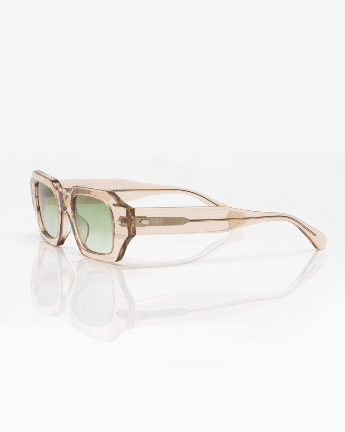 Beige Transparent and Silver - Gradient Green / Beige Transparent et Argent - Dégradé vert / Sunglasses / Solaire
