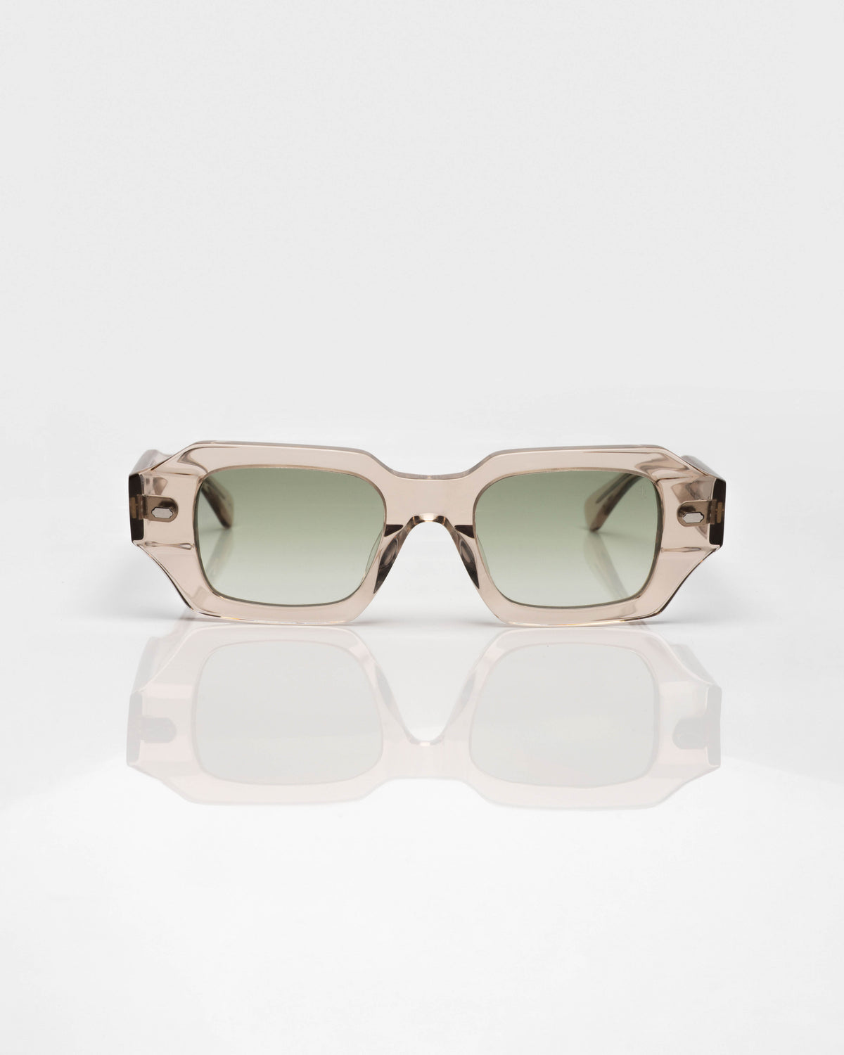 Beige Transparent and Silver - Gradient Green / Beige Transparent et Argent - Dégradé vert / Sunglasses / Solaire