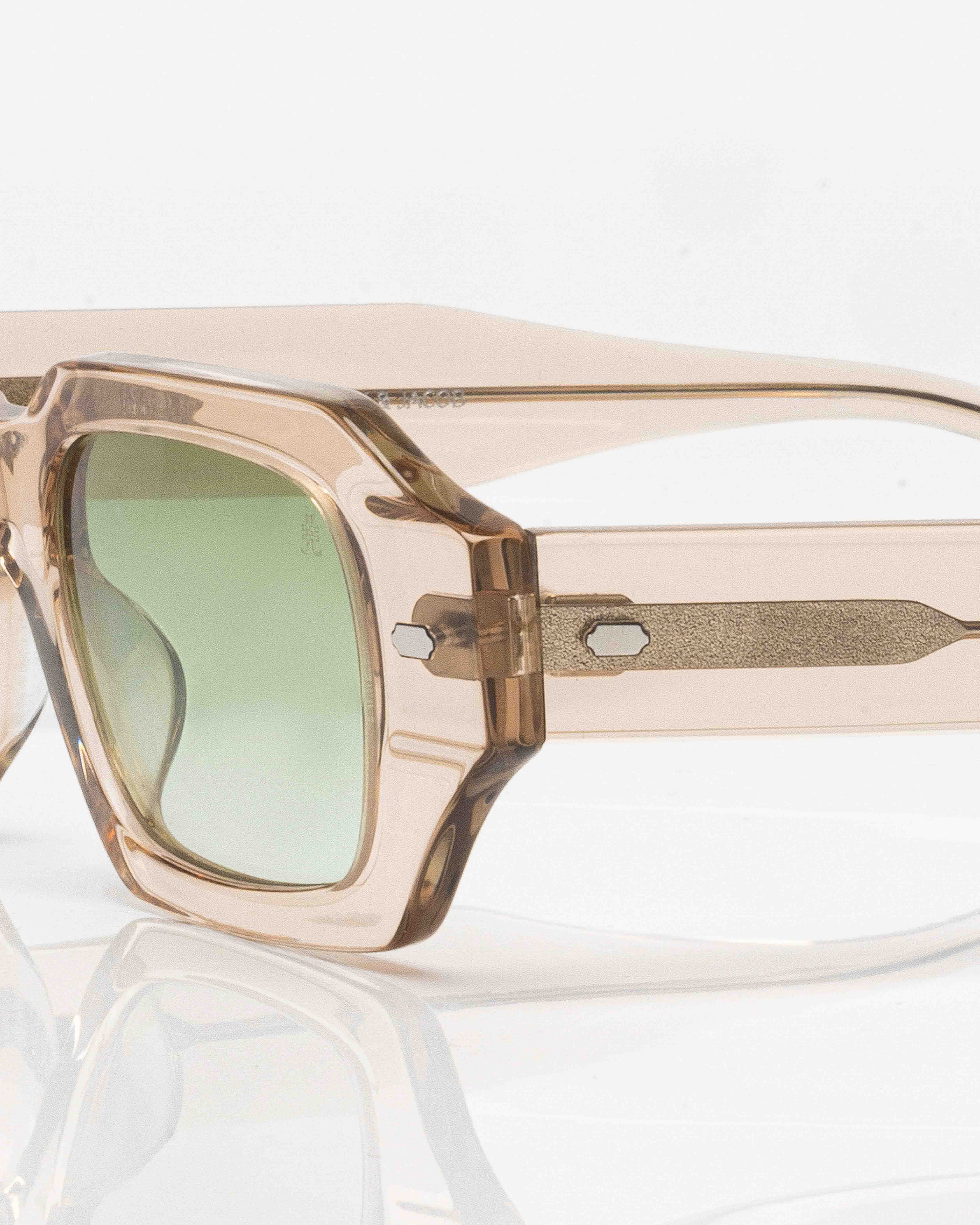 Beige Transparent and Silver - Gradient Green / Beige Transparent et Argent - Dégradé vert / Sunglasses / Solaire