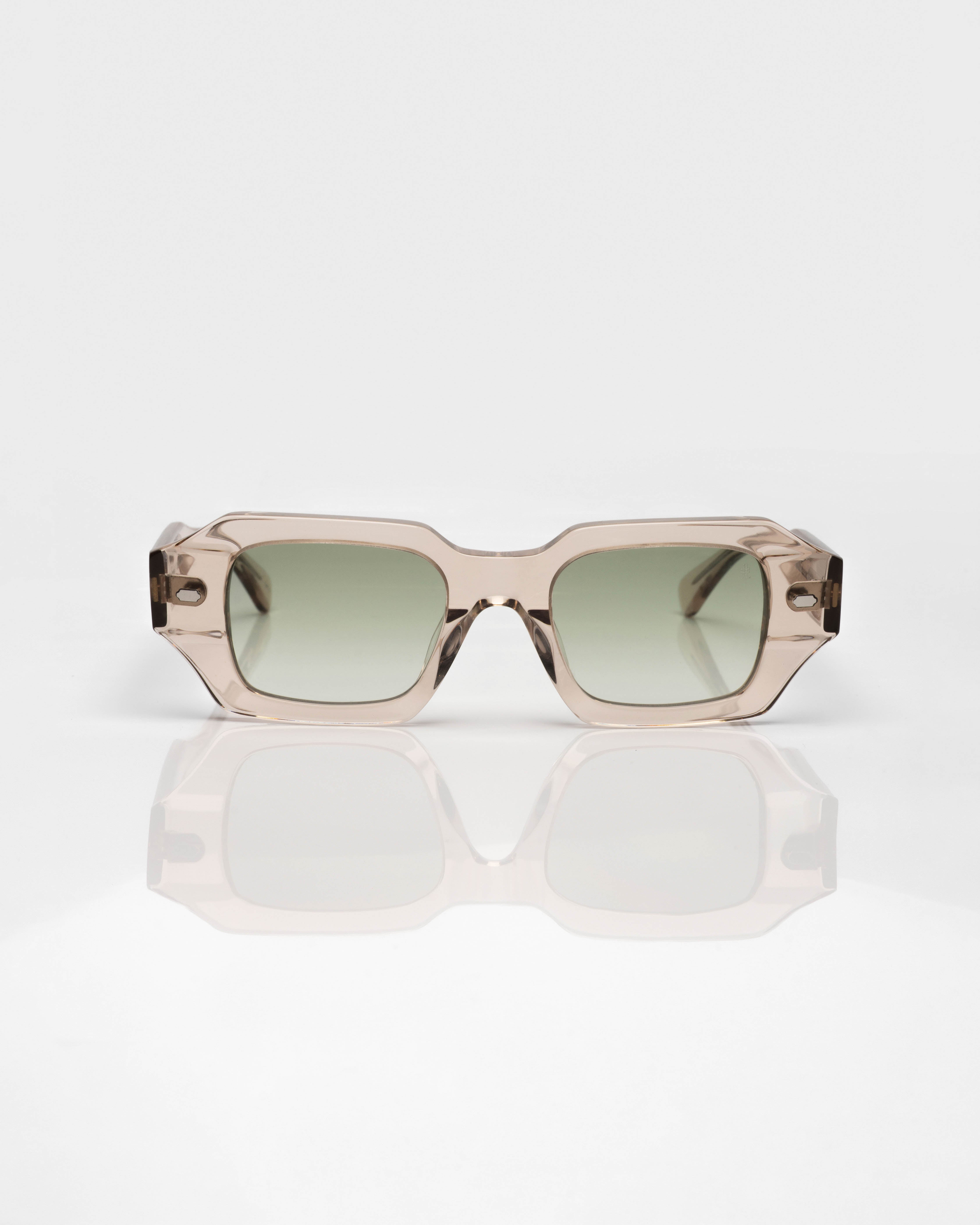Beige Transparent and Silver - Gradient Green / Beige Transparent et Argent - Dégradé vert / Sunglasses / Solaire